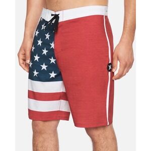 Hurley Phantom Boardshorts Size 34 Stars & Stripes American Flag Surf Swim Trunk